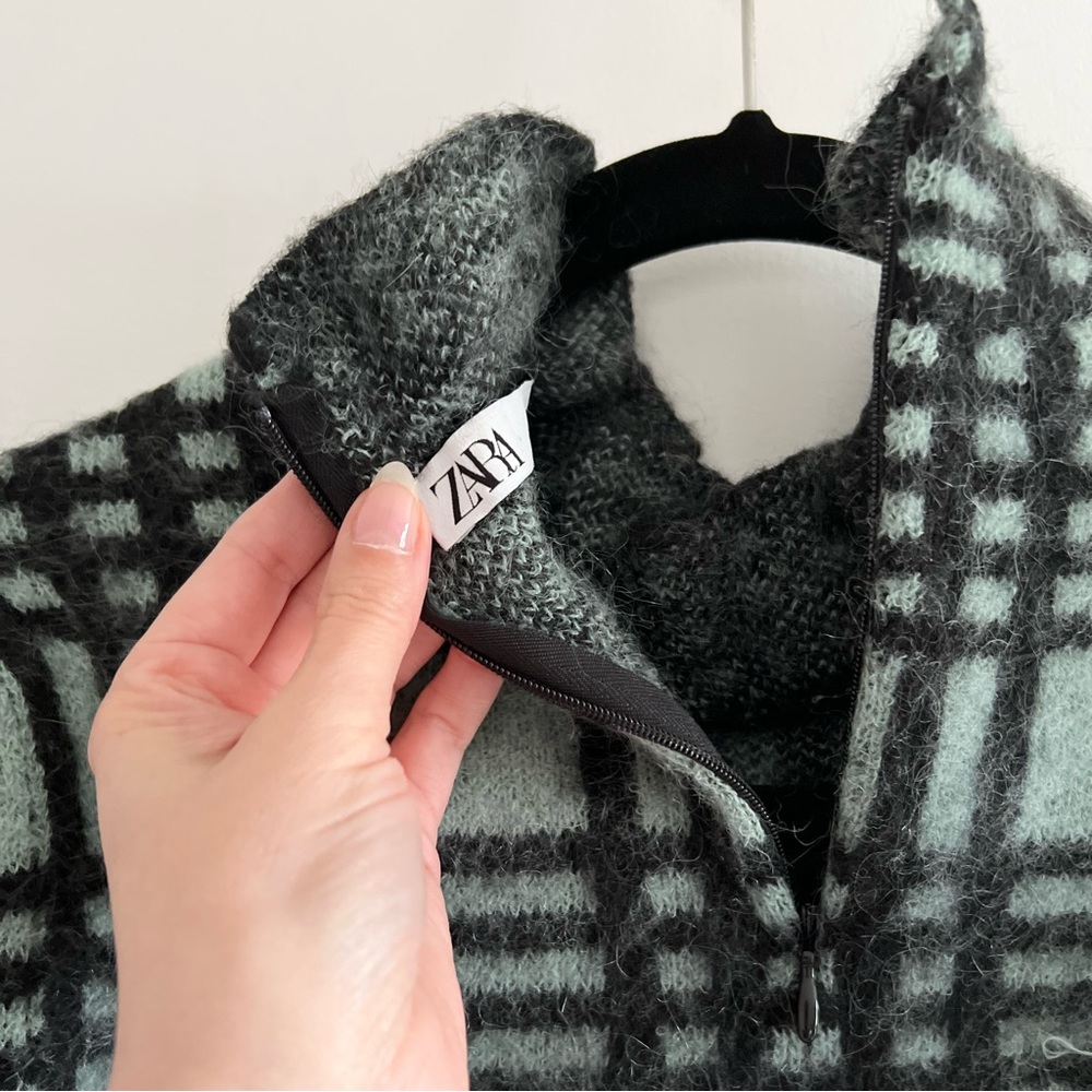 Zara Plaid Ruffle Wool Mohair Blend Sweater - Picture 11 of 11